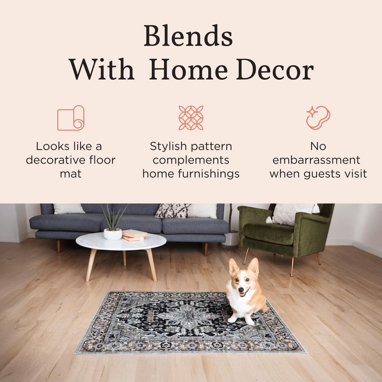 LOVEWAG Washable Dog Pee Pads, 24" x 16", Waterproof, Non-Slip, Super Absorbent, Reusable Machine-Washable, 2-Pack (Silvered Blue)