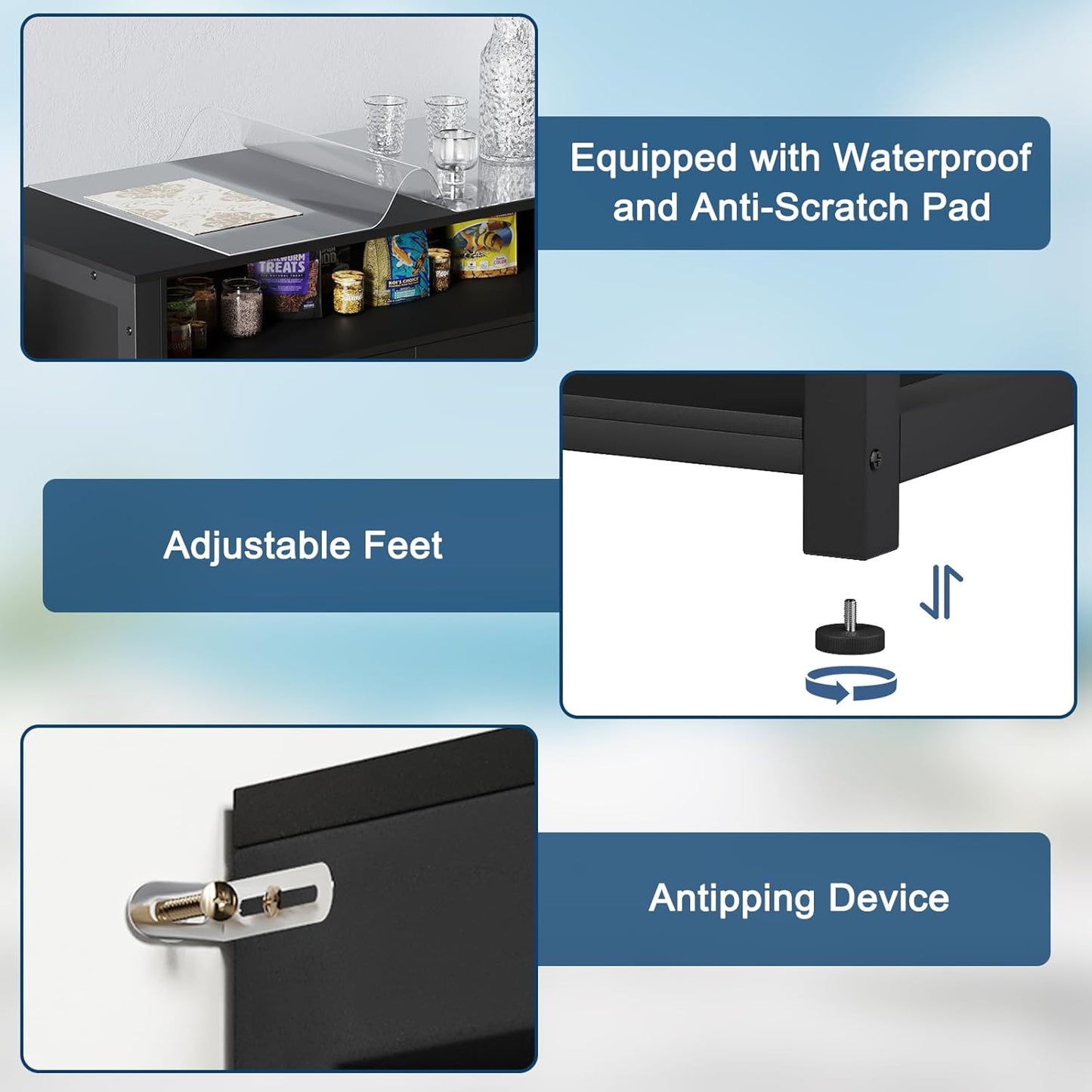 20-29 Gallon Aquarium Stand with Power Outlet & 2 Storage Drawers, Heavy Duty Metal Frame Fish Tank Stand with Waterproof Mat, 30.7" L*15.7" W Tabletop, 550LBS Capacity, Black