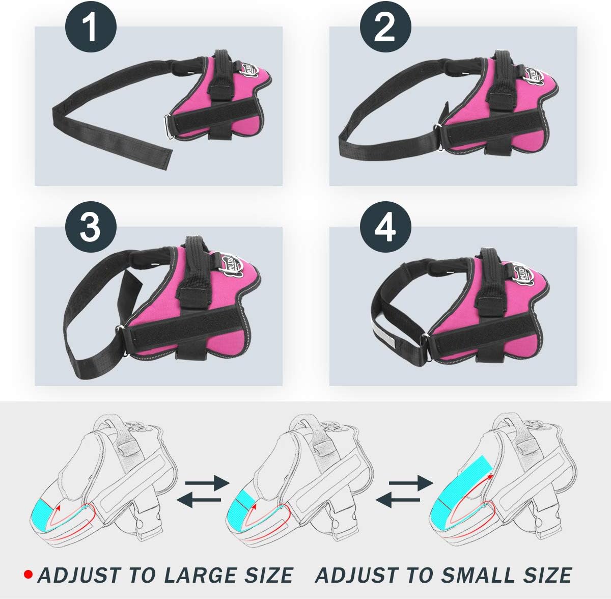 Bolux Dog Harness, No-Pull Reflective Dog Vest, Breathable Adjustable Pet Harness with Handle for Outdoor Walking - No More Pulling, Tugging or Choking (Rose red, S)