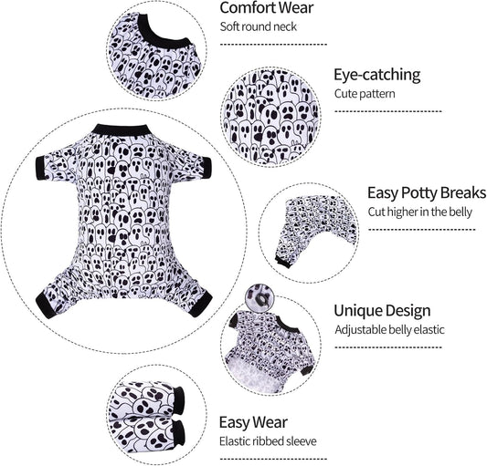 CuteBone Small Dogs Outfit Soft Puppy Onesies Pjs Halloween Dog Pajamas Pet Coat Cat Apparel Comfy Doggie Jumpsuit Bodysuit for All Seasons P300S