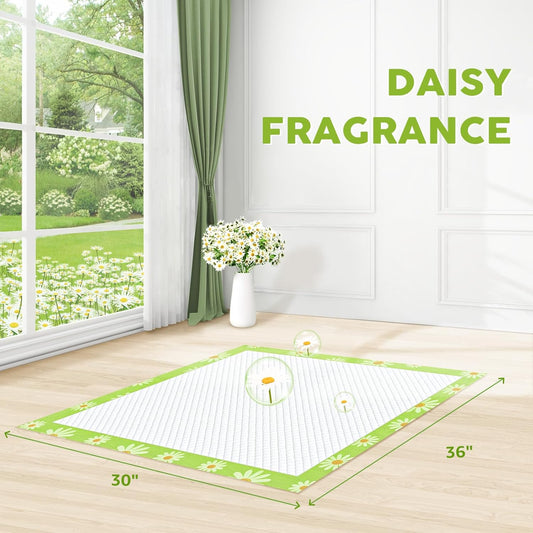 CROCI Pee Pads for Dogs 30x36in Daisy Pattern, Puppy Pads with Adhesive Tabs Super Absorbent Up to 10 Cups, Disposable (40 Counts)