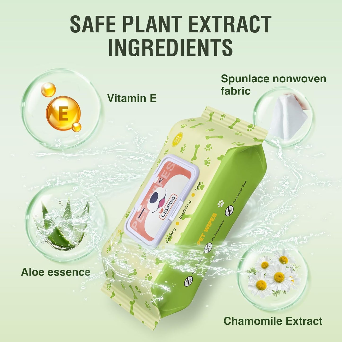 Pet Wipes -Cleaning and Grooming for All Pets, Alcohol-Free Portable Pack, Gentle for Face, Body, Paws and Butt-Thick Nonwoven Fabric-320 Count