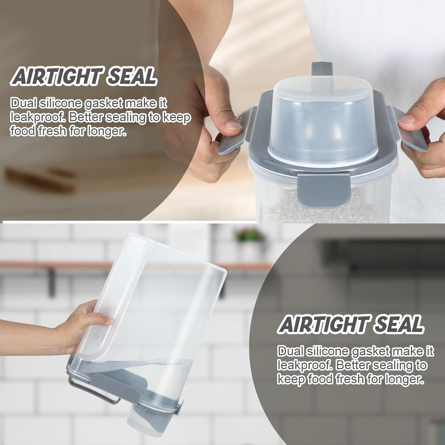 Rice Storage Container 10 Lbs, Airtight Food Dispenser with Large Spout and Cup for Pet Dog Cat Food Storage 7 Lbs