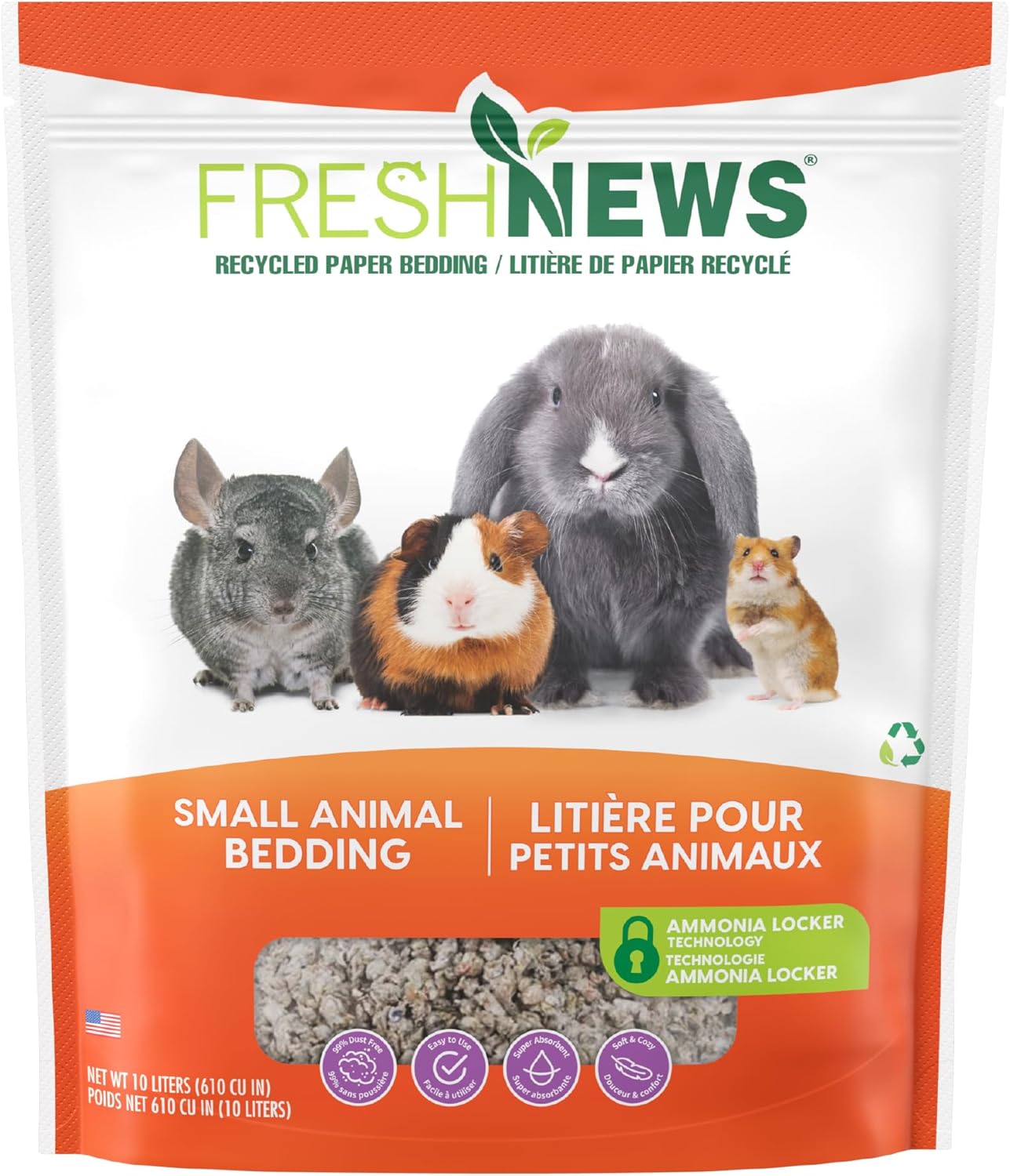 Fresh News Recycled Paper Bedding, Small Animal Bedding, 40 Liters, Packaging May Vary
