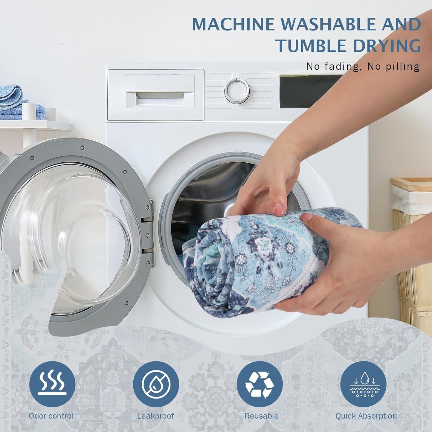 IEUUMLER Washable Pee Pads for Dogs, 2 Pack Reusable Pee Pads for Dogs Non-Slip Grip, Super Absorbent Waterproof Puppy Pads for Potty Training, Playpen, Crate, Whelping Box EU011 (Blue,41" x 41")