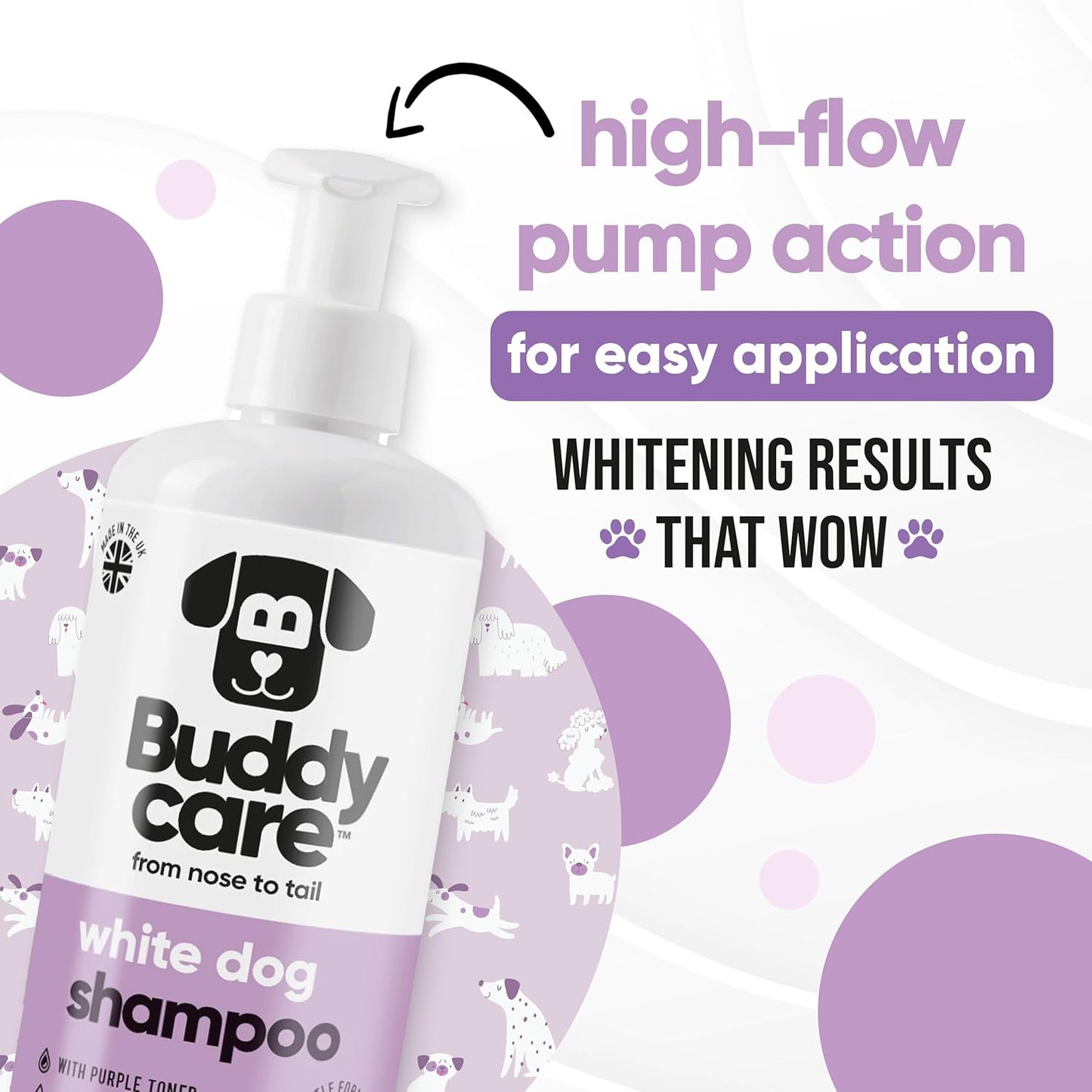 White Dog Shampoo by Buddycare (33.8oz) | Brightening and Whitening Shampoo for Dogs | Deep Cleansing, Fresh Scented | with Aloe Vera and Pro Vitamin B5