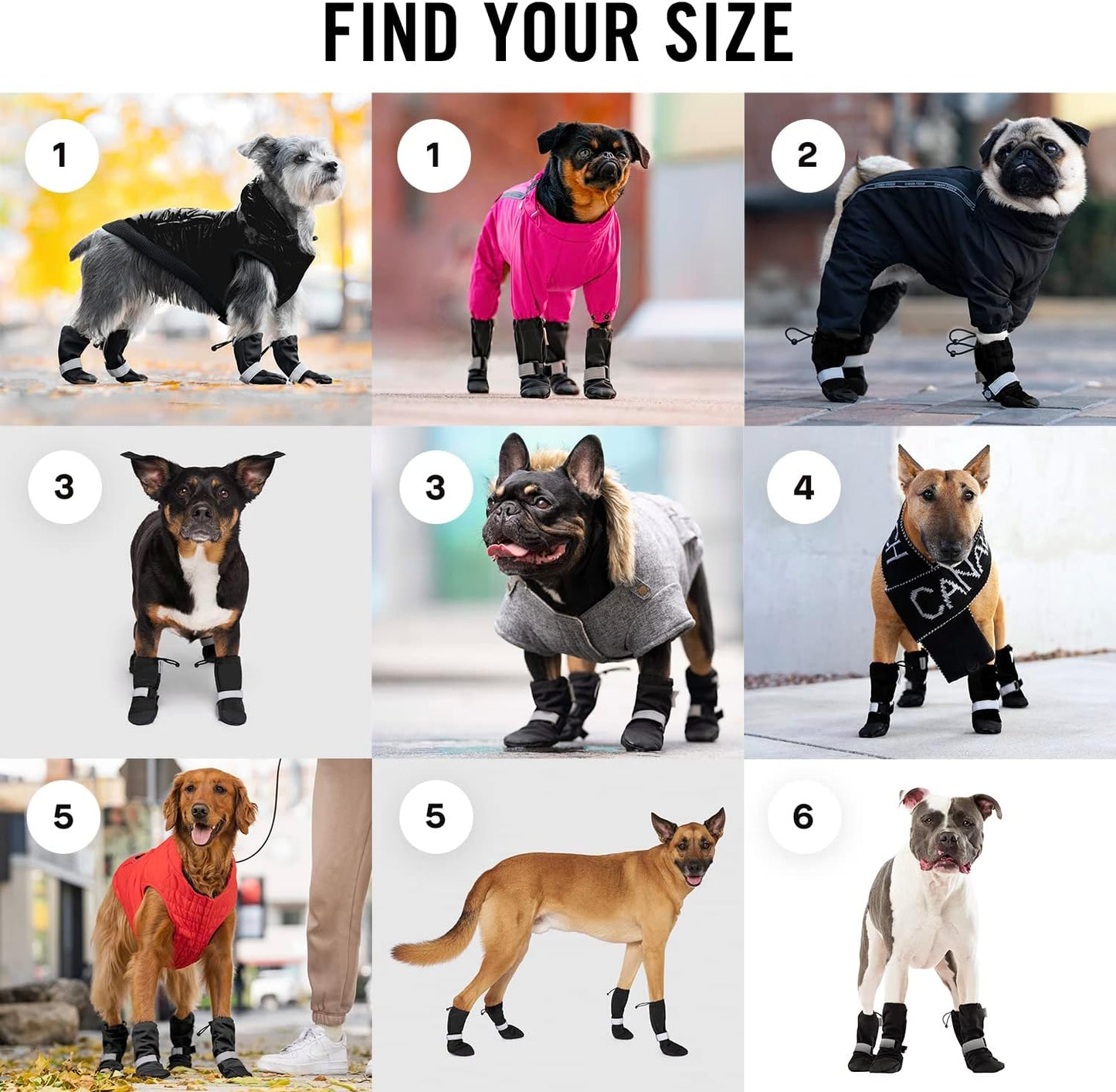 Canada Pooch Dog Winter Boots - Paw Protection, Anti-Slip Dog Shoes with Reflective Strap, Easy On for Small Medium Large Dog Booties - Black, Size 5