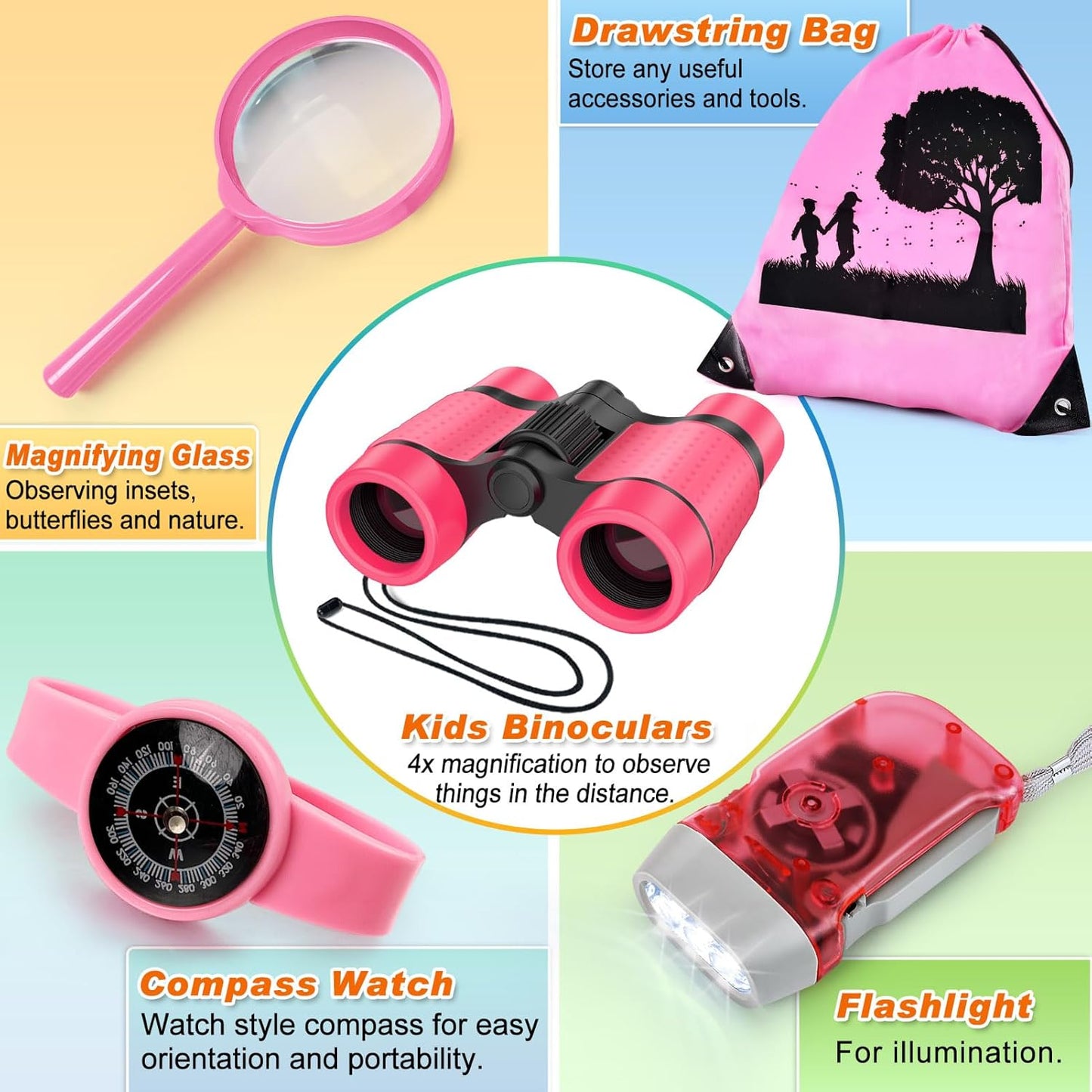 Kids Explorer Kit & Bug Catcher Kit, Camping Gear for Kids, Outdoor Exploration Set with Backpack & Binoculars, Ideal Outdoor Adventure Toys for Boys Girls 3-12