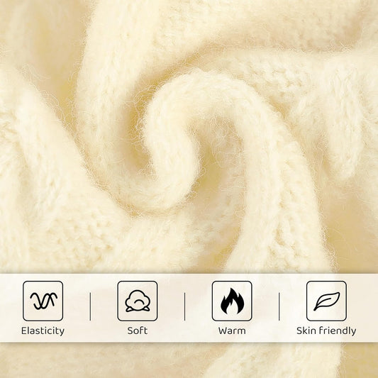 Queenmore Small Dog Pullover Sweater, Cold Weather Cable Knitwear, Classic Turtleneck Thick Warm Clothes for Chihuahua, Bulldog, Dachshund, Pug (White, X-Large)