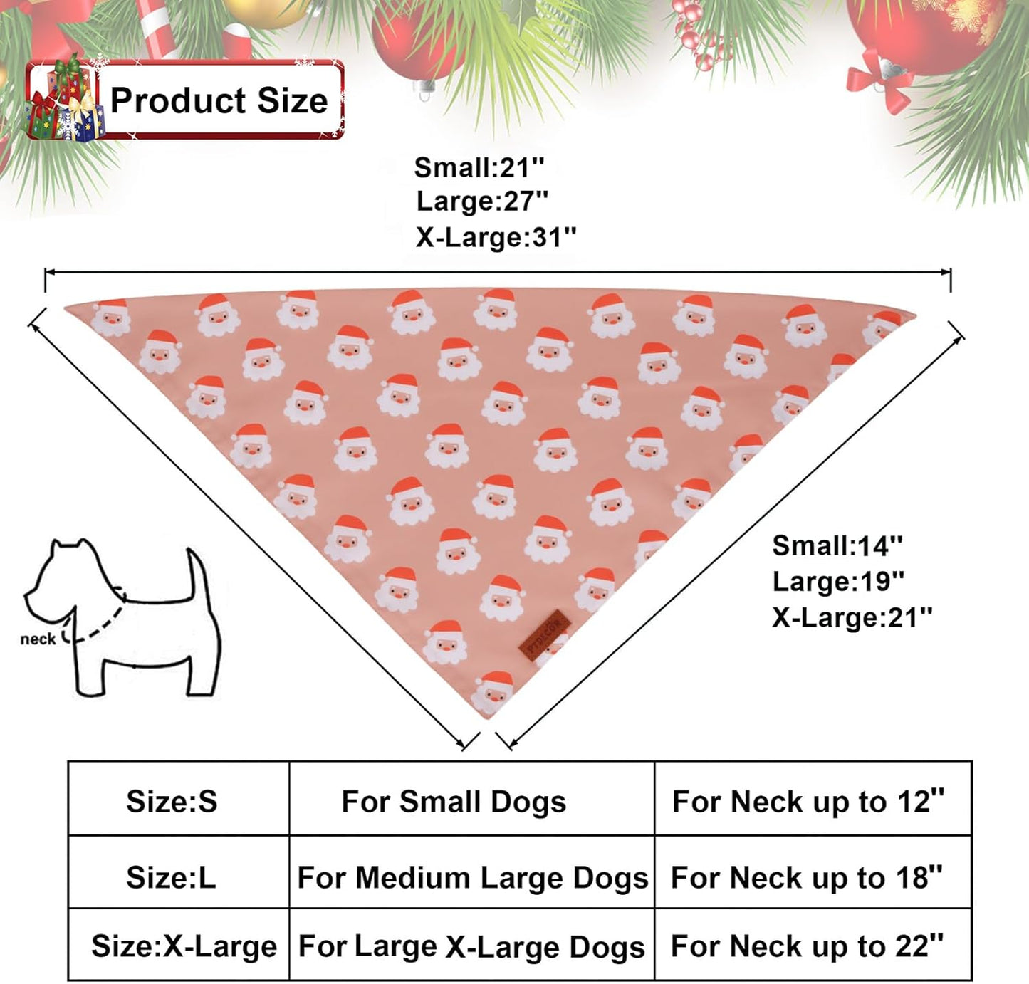 PTDECOR Christmas Dog Bandana, Santa and Snowman Design Reversible Holiday Pet Scarf, Premium Durable Fabric, Triangle Christmas Bandanas for Small Dogs Pets (Small)