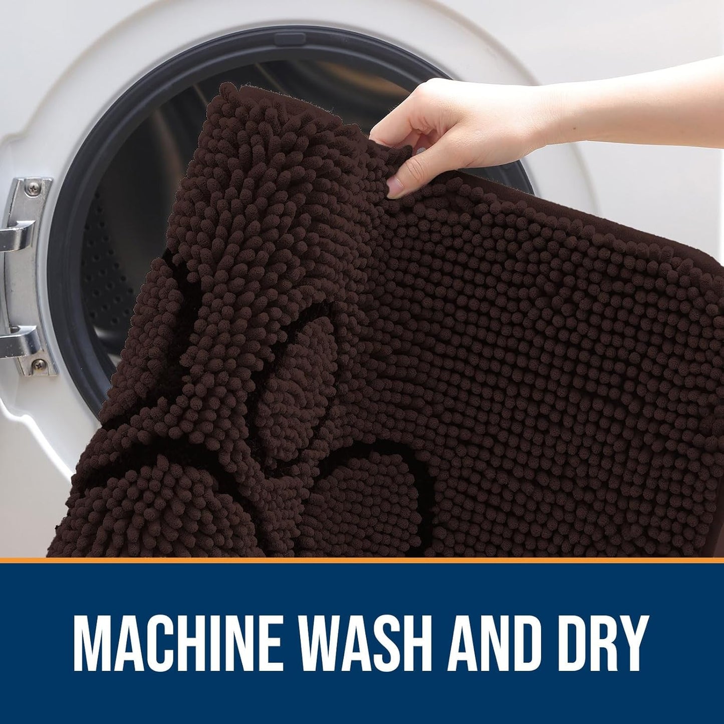 OLANLY Door Mat for Muddy Dog Paws 30x20, Absorbent Chenille Mud Doormat with Paw Print Design, Non-Slip Washable Doormat for Indoor Entryway, Quick-Dry Pet Bed Mats for Dirty Dogs, Brown and Black