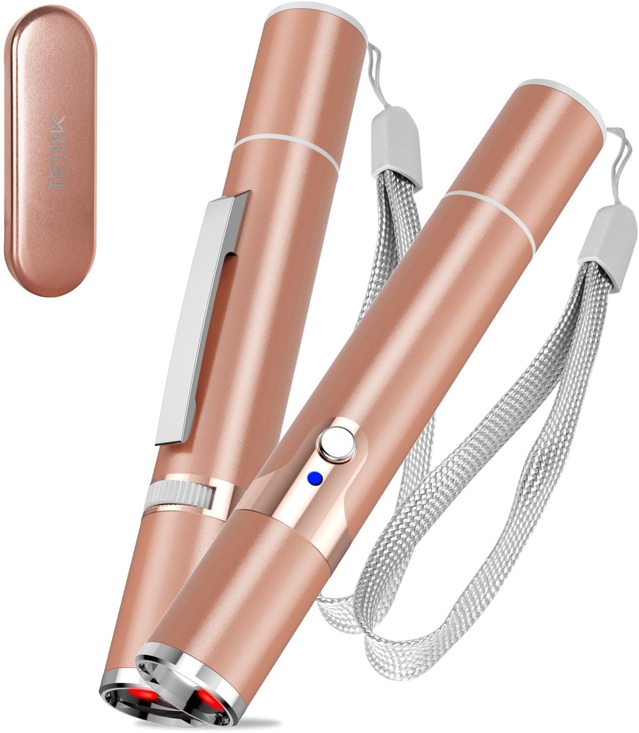 TBTeek Cat Toys for Indoor Cats, 2 Pieces, Rechargeable, 7 Adjustable Patterns, Interactive Kitten Pet Dog Red Dot Chase Light Toy for Cats Fun Playing Exercise(Rose Gold)