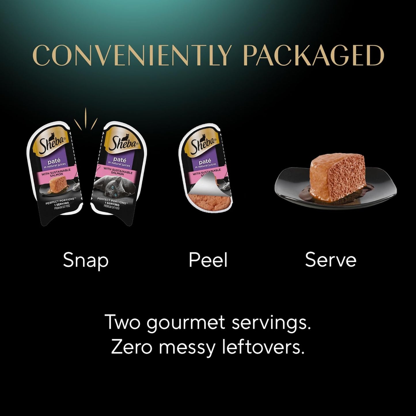 Sheba Perfect Portions Wet Cat Food Pate Savory Chicken, with Sustainable Salmon, and Roasted Turkey Entree Variety Pack, 2.6 oz. Twin-Pack Trays (18 Count, 36 Servings) (Pack of 2)