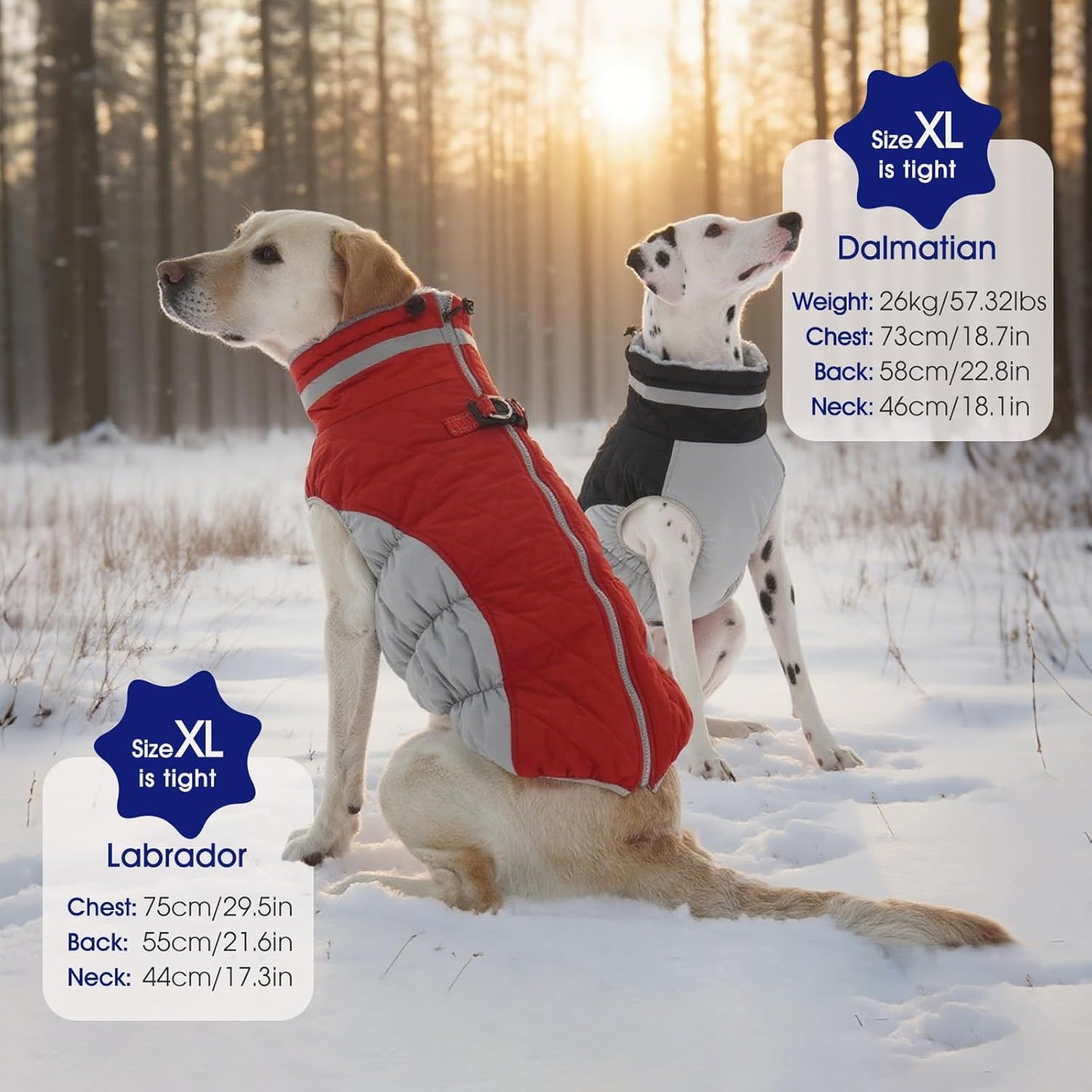 FUAMEY Dog Coat for Large Dogs,Waterproof Dog Winter Jacket with Harness Built in Puppy Cold Weather Coats Reflective Pet Vest with Zipper Warm Fleece Dogs Snowsuit Windproof Red XL