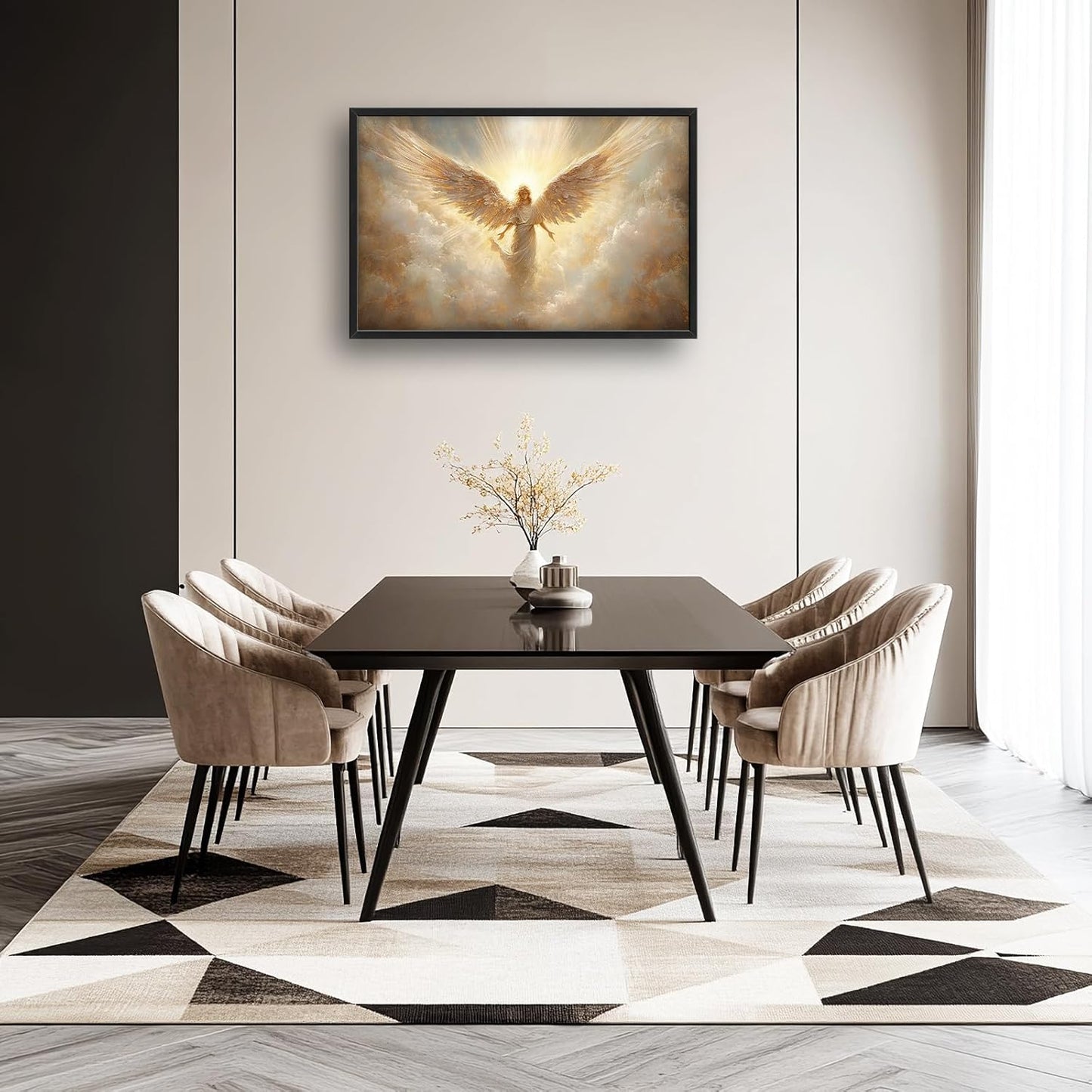 Large Angel Wall Art for Living Room, Framed Oversized Angel Wing Wall Decor Fantasy Sky Clouds Canvas Painting Modern Artwork for Living Room Bathroom Bedroom Office Dining Room 36"x24"