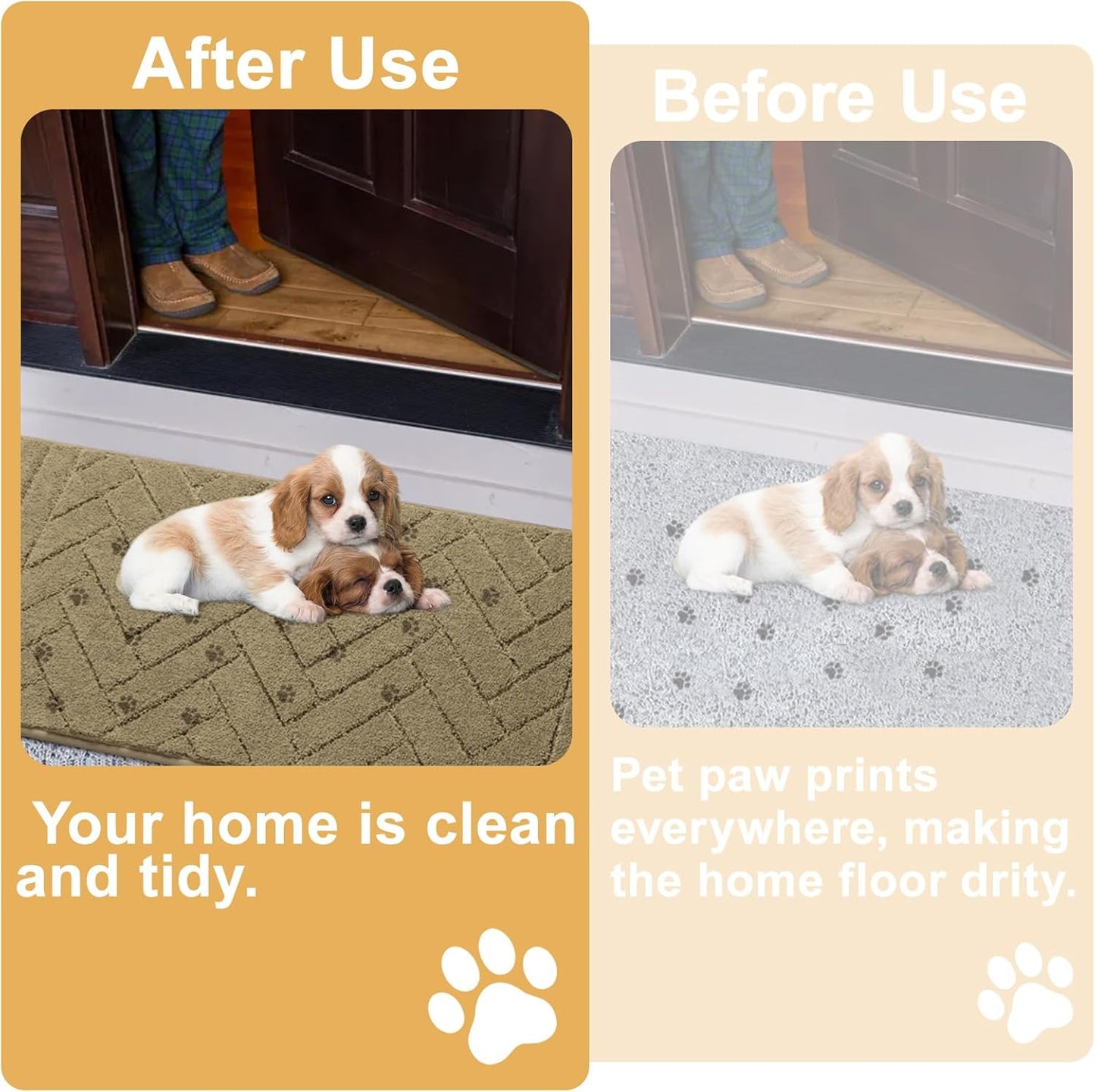 Tindbea Dog Mat for Muddy Paws,Absorbs Moisture Dirt Non-Slip Washable Mud Mat for Dogs,Soft Rubber Backing Front Inside Pet Rug for Entryway, Mud Dog Paws, Patio(20"x48",Light Taupe)