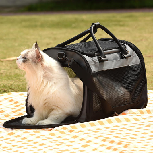PET MARVEL Cat Carrier Soft Sided for Small Medium Cats Puppy up to 15 Lbs, Airline Approved Mesh Pet Travel Bag, Breathable Bite-Resistant Fabric with Removable Washable Mat