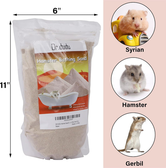 DR.DUDU Hamster Bath Sand, 6.6lb Dust Free Desert Sand or Potty Litter Sand for Hamster Chinchillas Gerbil Syrian Mice Small Animals (Beige)