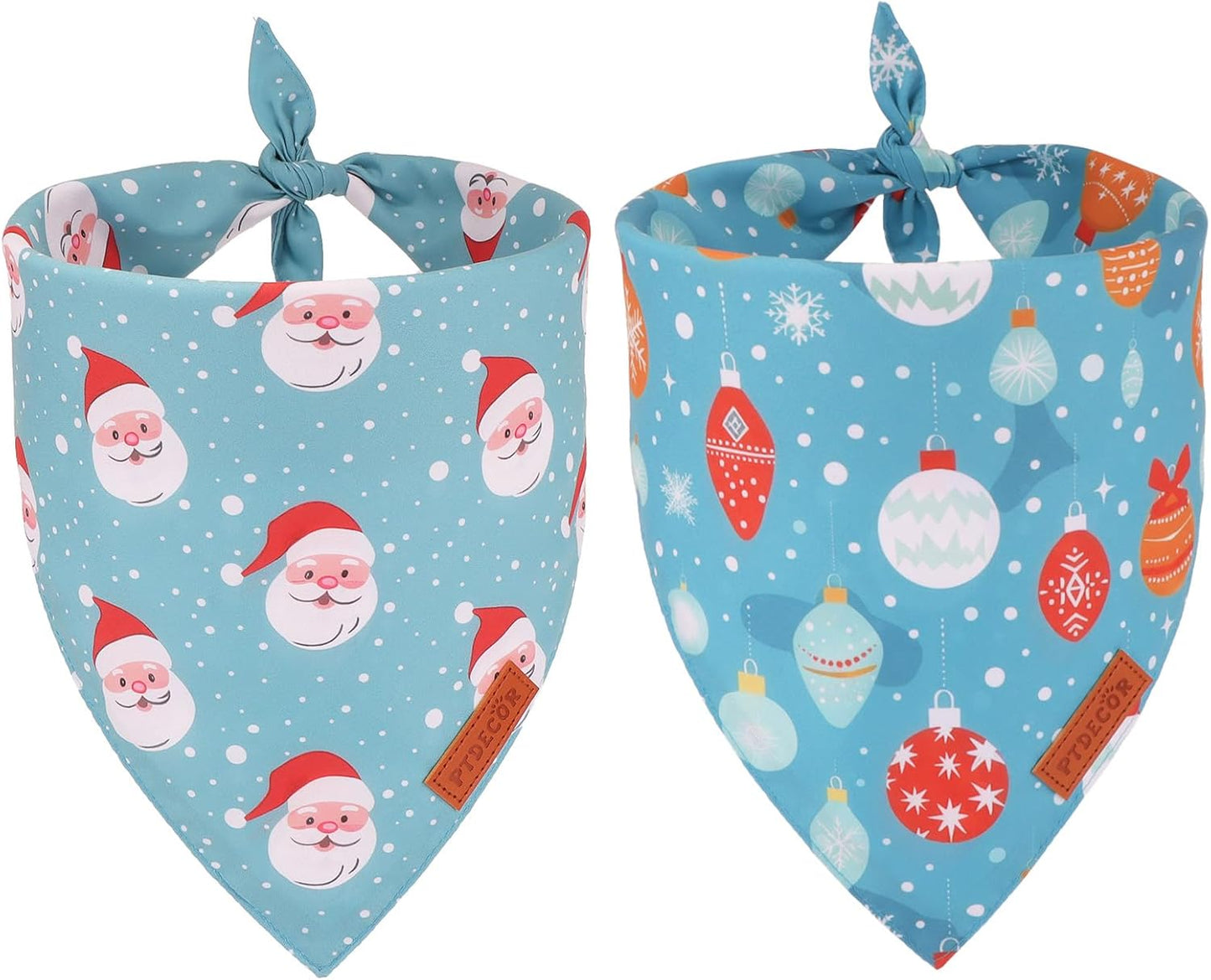 PTDECOR Christmas Dog Bandana, Xmas Light Bulb Santa Reversible Holiday Dog Scarf, Triangle Christmas Bandanas for Large and Extra Large Dogs Pets (X-Large)