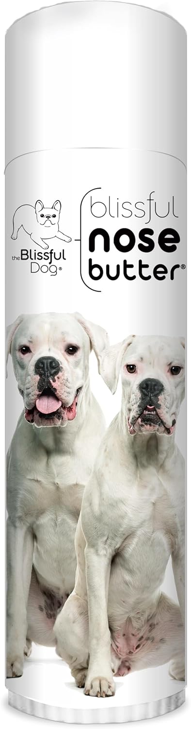 The Blissful Dog White Boxer Nose Butter for Dry, Cracked Skin, Lick-Safe Dog Nose Balm with Moisturizing Shea Butter, Almond, Olive, and Essential Oils, Pet Supplies, Uncented, 0.50 oz.