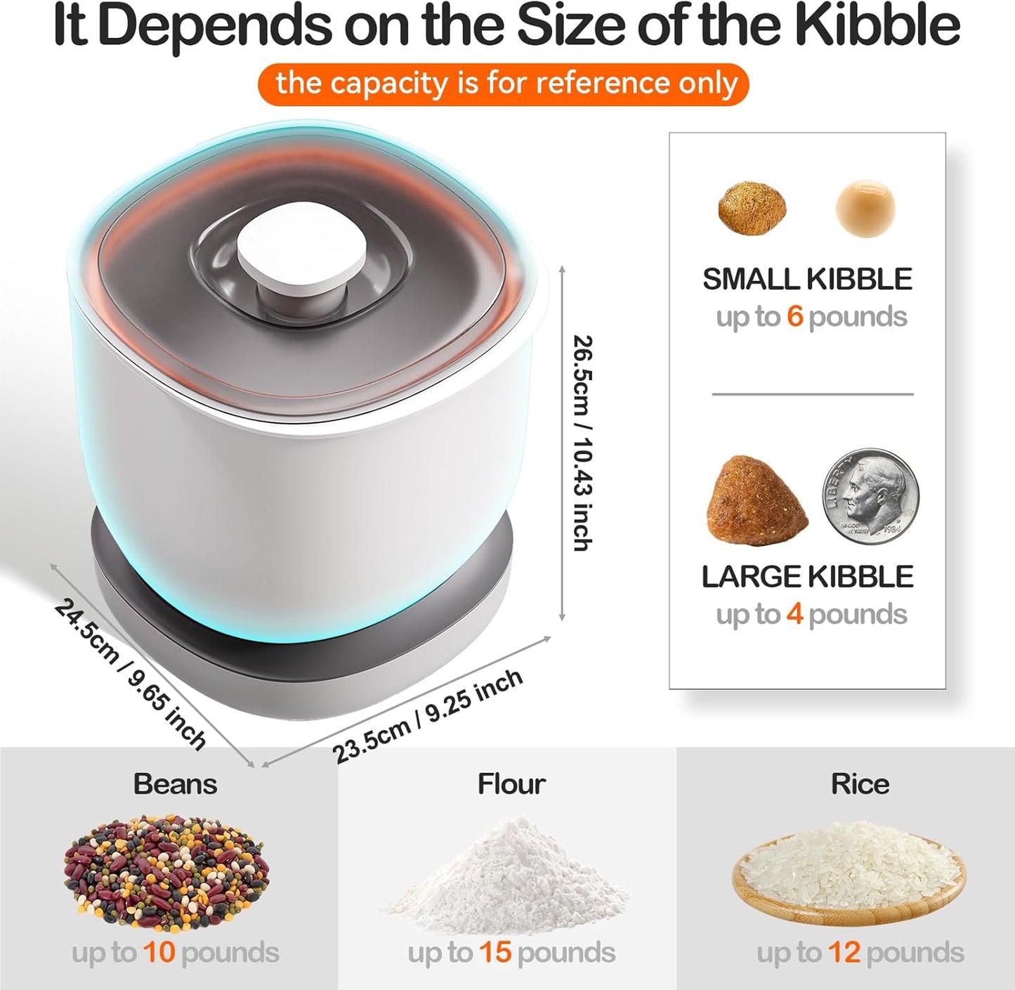 CTIME Airtight Pet Food Storage Container for Small Dog Cat Bird Treats & Dry Food to Keep Fresh -7.2L/2.2Gal (White)