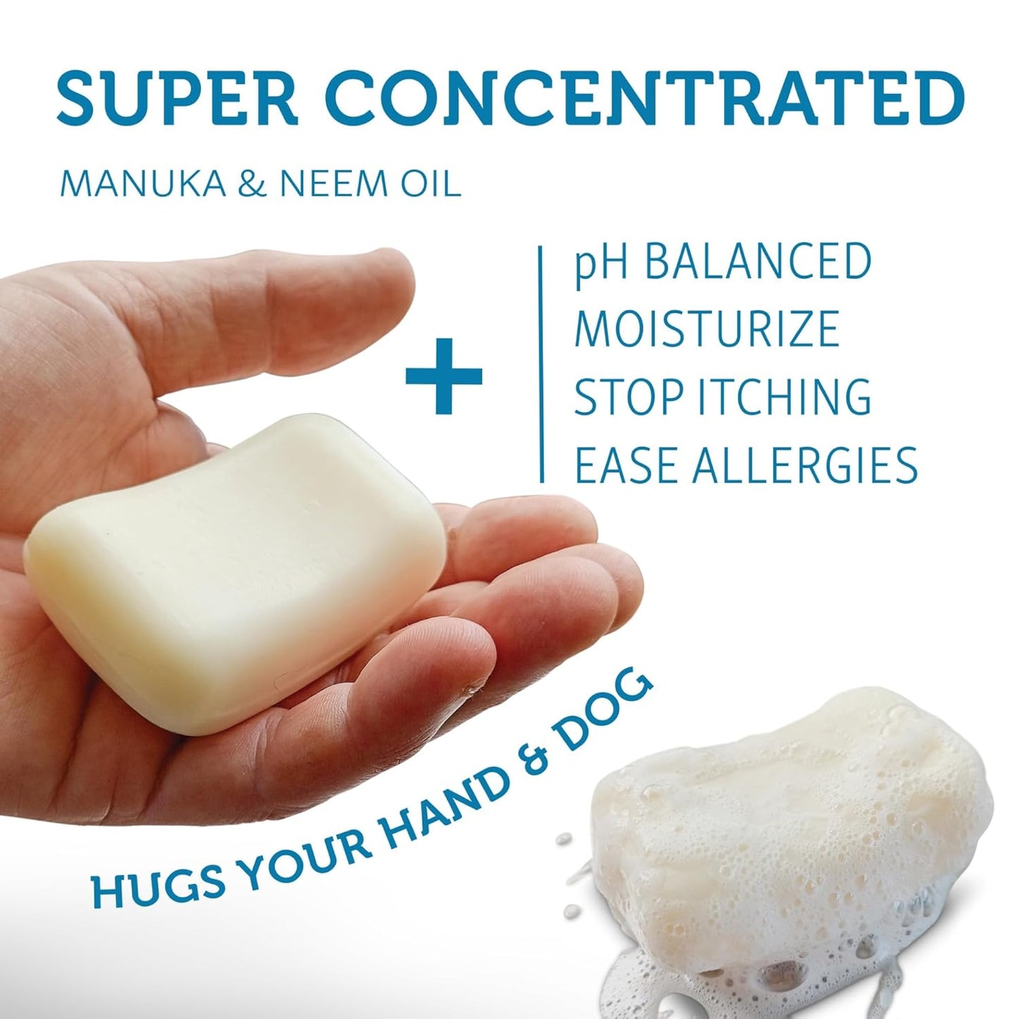 Dog Shampoo Bar Soap for Itchy Skin Relief - Twin Pack - Concentrated Dog Soap for Sensitive Skin with Natural Manuka and Neem Oil to Ease Allergies and Itching