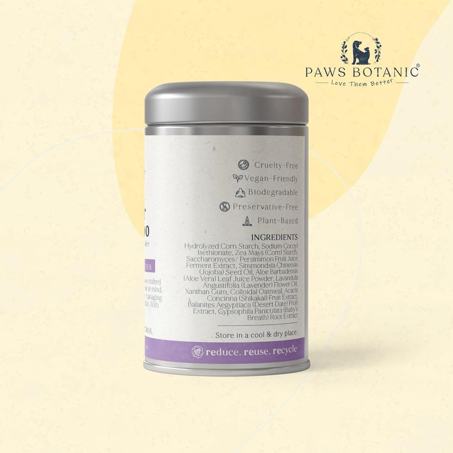 Unscented Dog Dry Shampoo, Powder Shampoo for Dogs, Regular Skin & Coat, 3.5 oz with Bamboo Spoon (Itch & Odour Control)