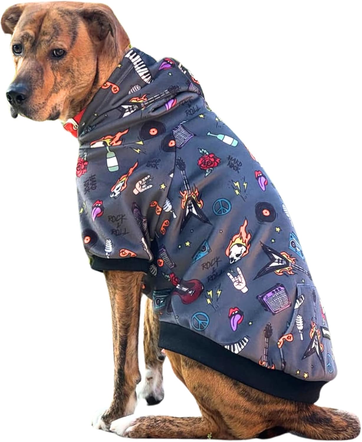 Spark Paws Dog Hoodie – Premium Dog Sweater for Small, Medium, and Large Dogs | Warm Outfits for French Bulldogs, Pitbull, Puppy, Winter Jacket Alternative - Rock and Roll -5XL