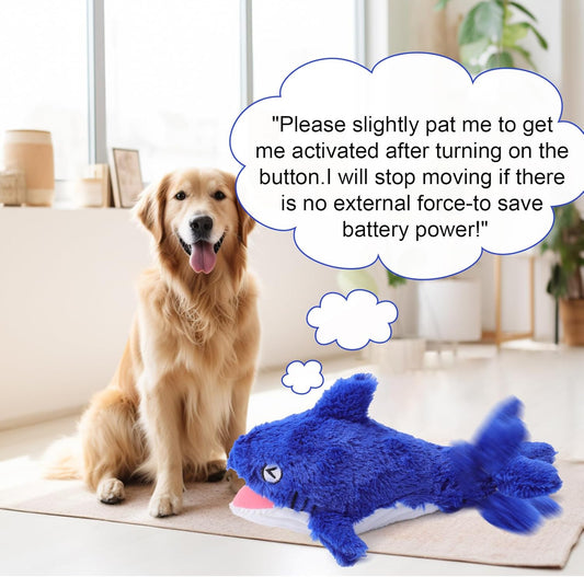 Mity rain 2 in 1 Interactive Dog Toys, Shark Dog Toy to Keep Them Busy, Plush Squeaky Dog Toys, Rechargeable Wiggly Fish Blue Dog Toys for Small Medium Large Dogs, Moving Dog Toys for Indoor&Outdoor