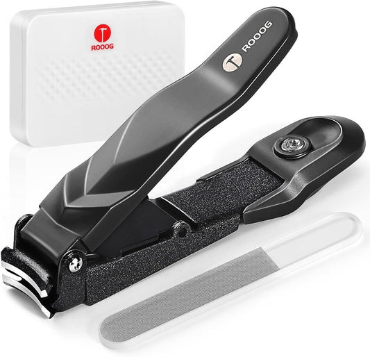 Nail Clippers for Men Women with Catcher,No Splash Ultra Sharp Professional Heavy Duty Nail Clipper,Adult Sturdy Fingernail Clipper & Toenail Clipper with Nano Nail File for Travel,Gifts