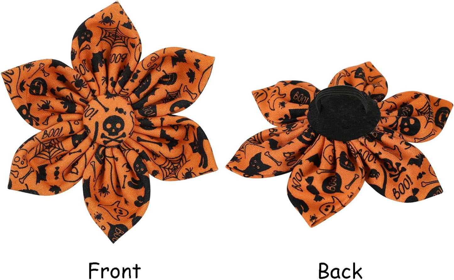 Lionet Paws Dog Collar with Flower - Cute Cotton Adjustable Flower Dog Collar with Metal Buckle for Medium Dog Girl Gift, M, Neck 13.5-22in