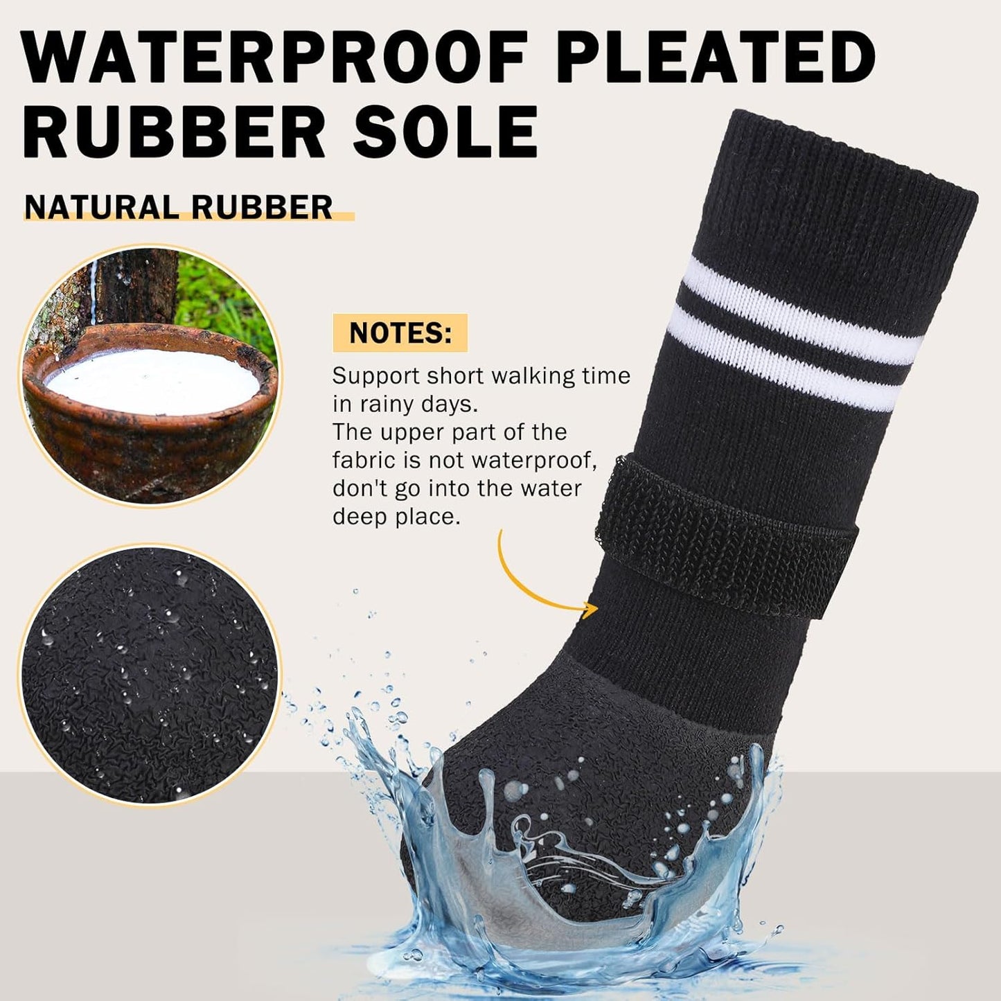 SCENEREAL Anti Slip Dog Boots & Paw Protectors for Hardwood Floor, Extended Dog Socks to Prevent Licking Paws, Waterproof Pet Snow Rain Shoe for Winter Large Senior Dogs, Black L