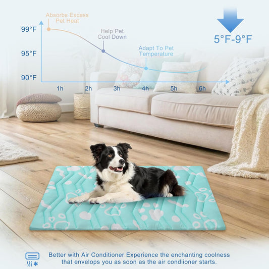BEAUTYZOO Upgrade Dog Cooling Mat Extra Large, Reversible Self-Cooling Mat for Dogs, Thicken Pet Ice Cool Pad Blanket for Summer Kennel Sofa Bed Floor Car Seat, Machine Washable&Foldable, 59"x40"