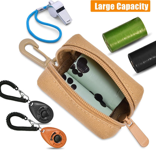 Dog Waste Bag Dispenser Pet Poop Bag Dispenser for Leash Accessory dog Poop Bag Holders Fits Dog Leash Include Hand Free Holder, Khaki, No-KaqiXB