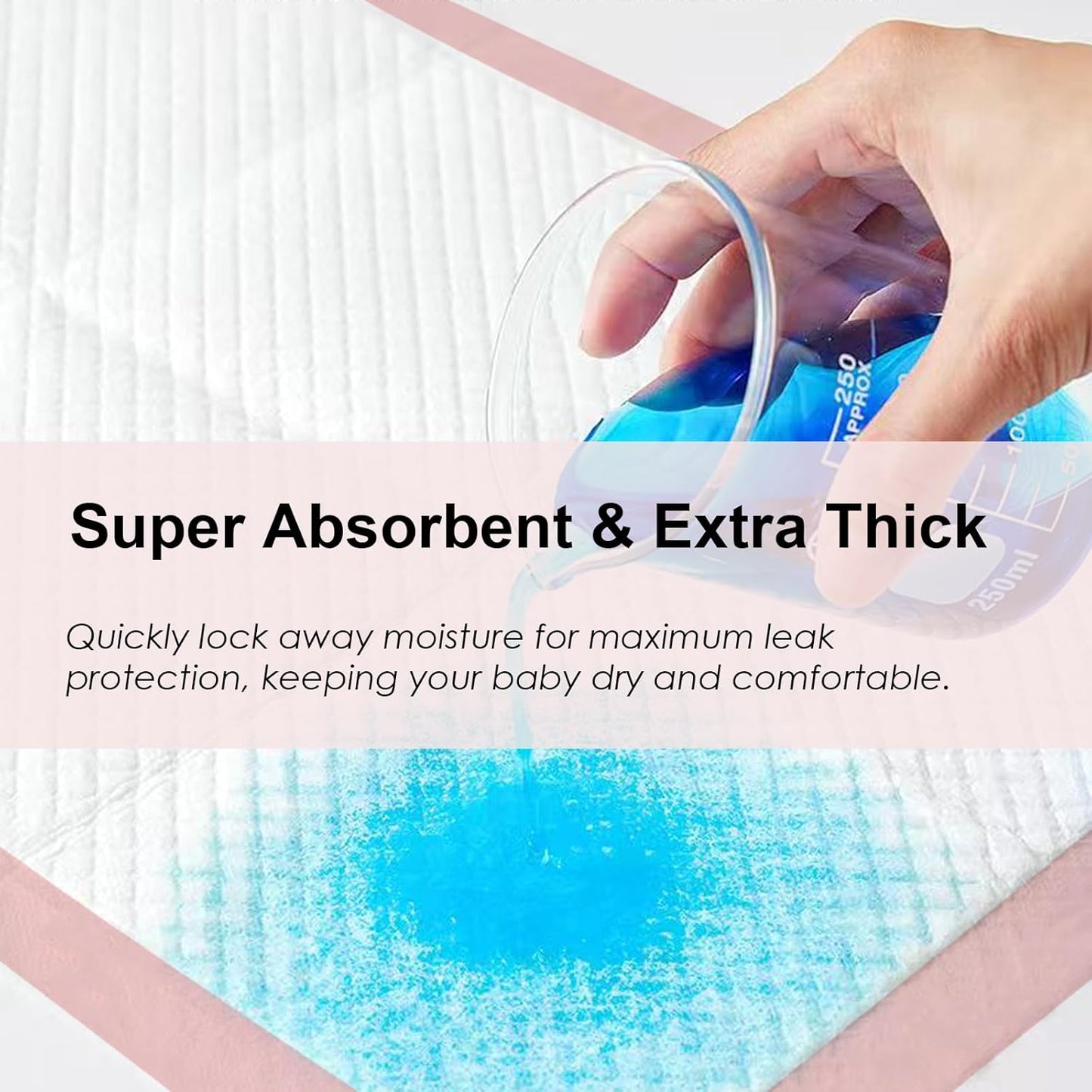 Pink Puppy Pee Pads, 18"x 24" 50 Count Disposable Puppy Pee Pad for Pet Toilet Training, Super Absorbent & Thick, Leak-Proof, Quick-Dry, Pet Potty Pads for Puppies, Dogs, Cats, Rabbits