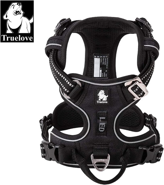 TRUE LOVE Dog Harness No Pull Nylon Reflective Pet Harness Adjustable Comfortable Control Step-in Brilliant Colors Truelove TLH56512 XL Black