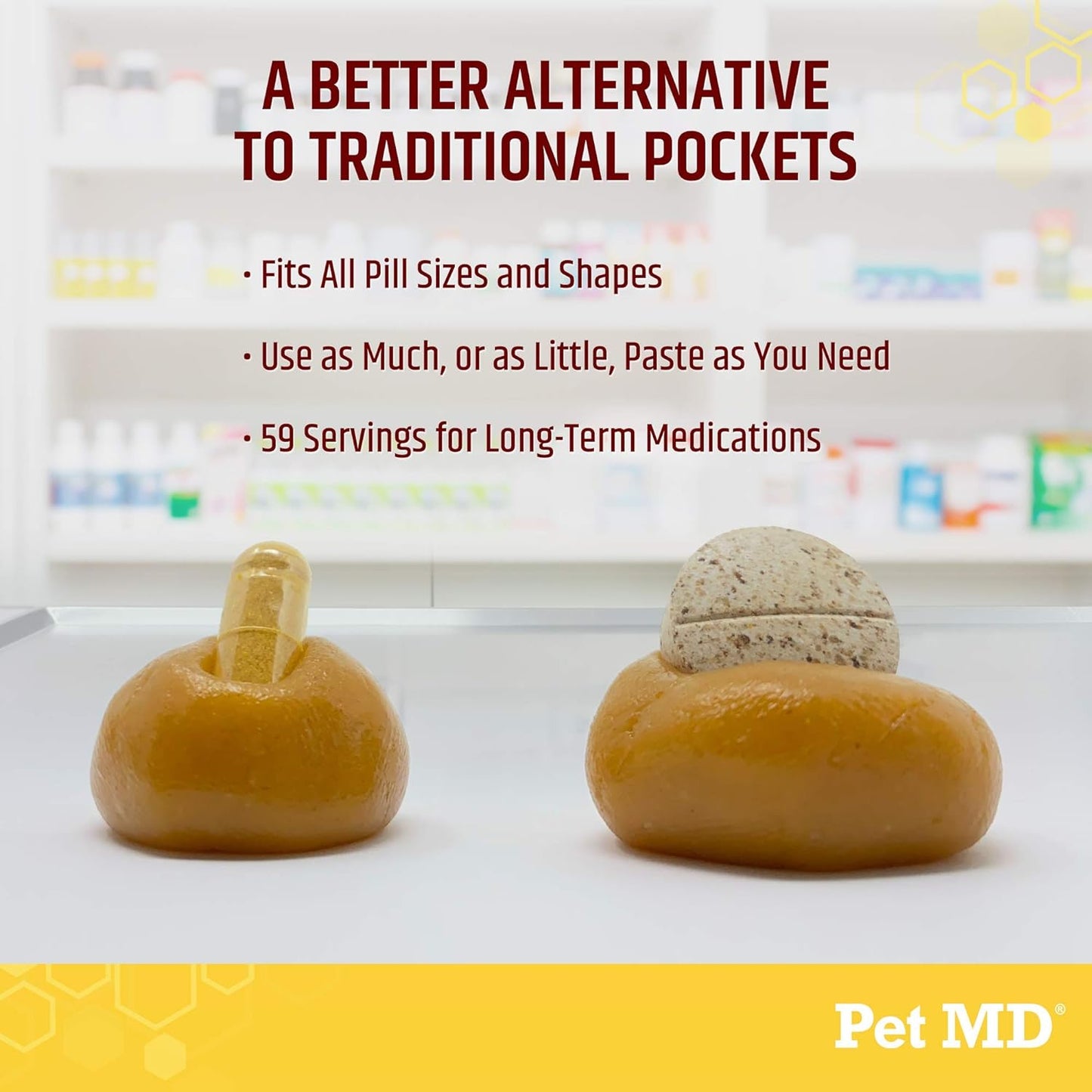 Pet MD Wrap A Pill Cheese & Bacon Flavor Pill Paste for Dogs - Make a Pocket or Pouch to Hide Pills & Medication - 8 oz