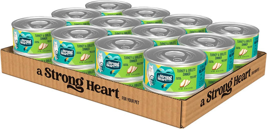 A Strong Heart Canned Wet Cat Food, Turkey & Giblets Dinner - 5.5 oz Cans (Pack of 24), Made in The USA with Real Turkey & Savory Giblets