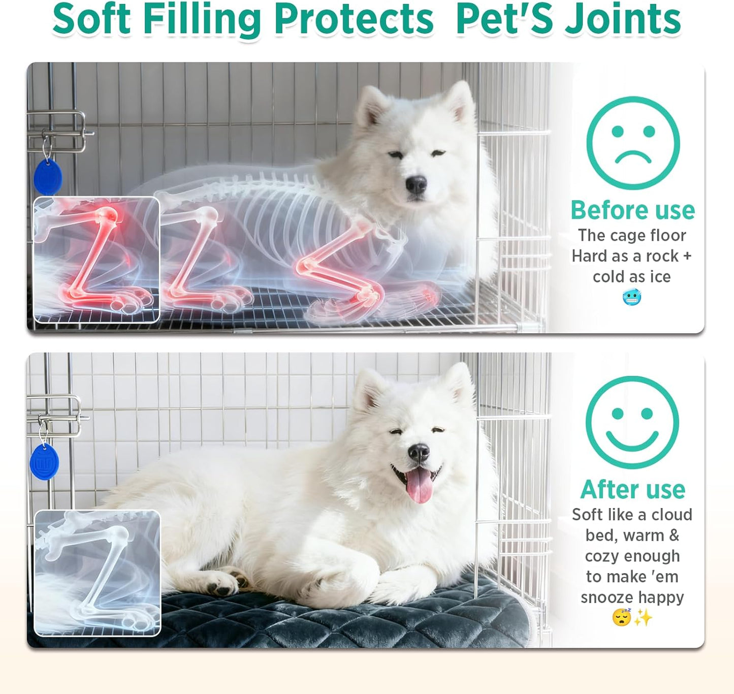 furrybaby Dog Bed Mat Flat Crate Mat with Anti-Slip Bottom Machine Washable Pet Kennel Pad for Dog Sleeping (M 30x19'', Grey Mat)