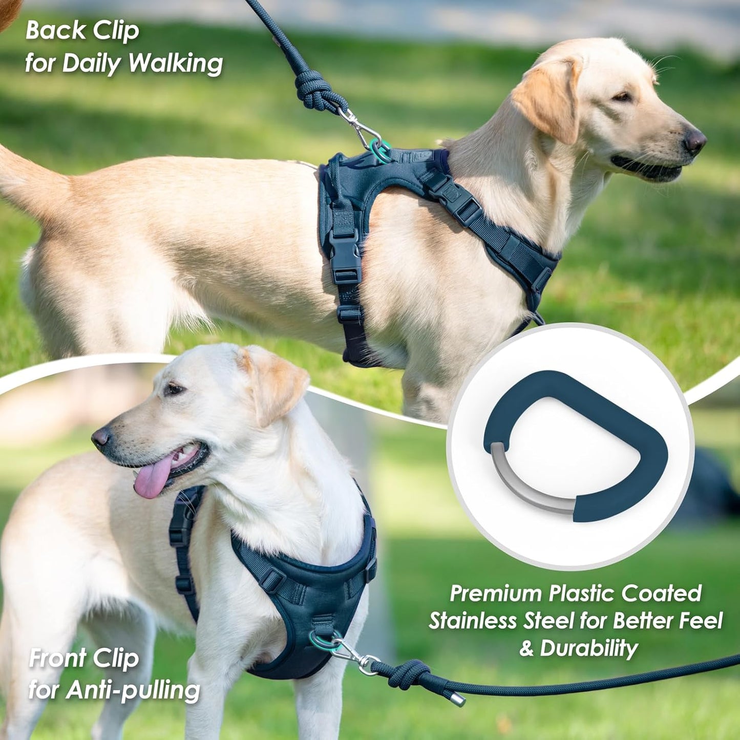 No Pull Dog Harness, Puppy Vest with Front Clip for Small Medium Large Sized Dog(Prussian Blue,XL)