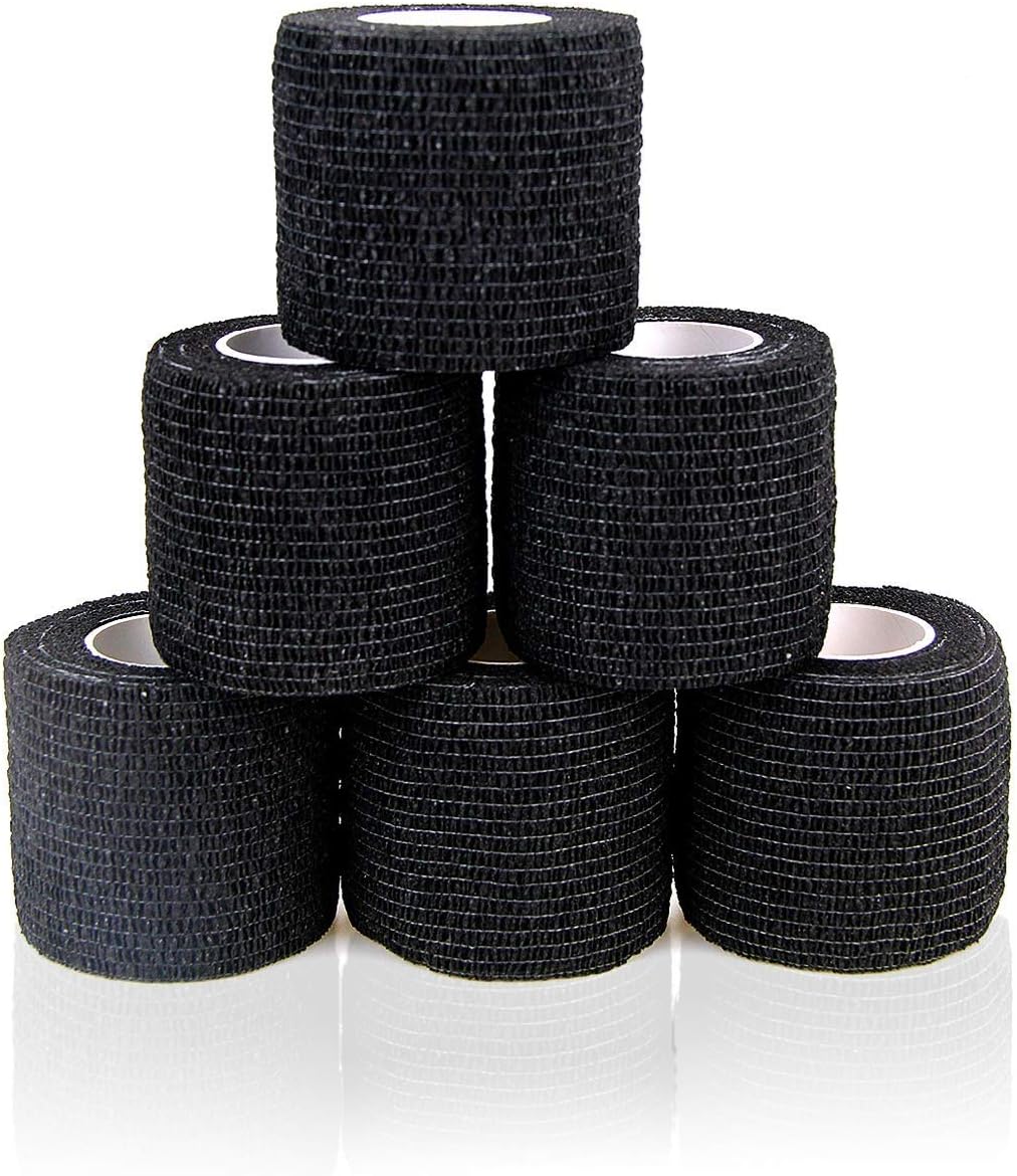 AUPCON Vet Wrap Cohesive Bandages Bulk Self Adhesive Bandage Wrap Self Adherent Wrap Non-Woven for Dogs Pet Animals & Ankle Sprains & Swelling 2 Inch x 5 Yards (2 Inch Black)
