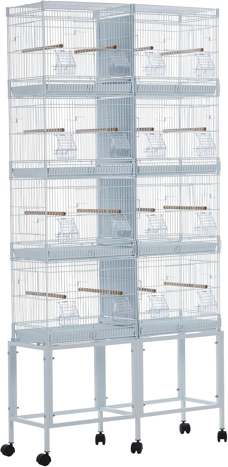 Lot-4 Breeding Bird Cage, Parrot Cage, Stackable Center Divided Breeder,Seperate Removable Tray, Removable Divider, Lockable Caster, for Birds and Finch