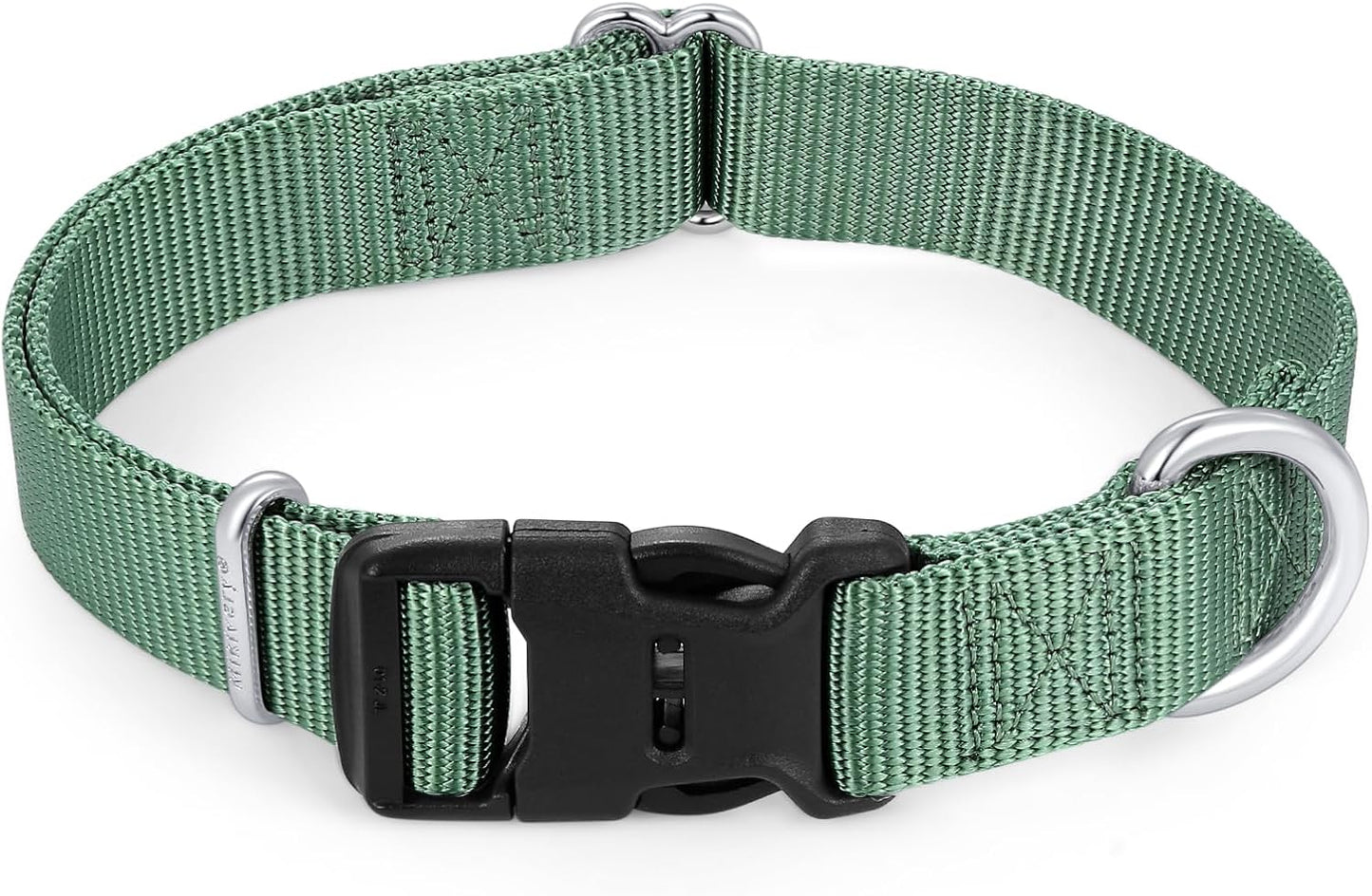 Mikivery Nylon Dog Collar with Quick Release Buckle Soft Adjustable Sturdy for Small Medium Large Dogs Emerald,L