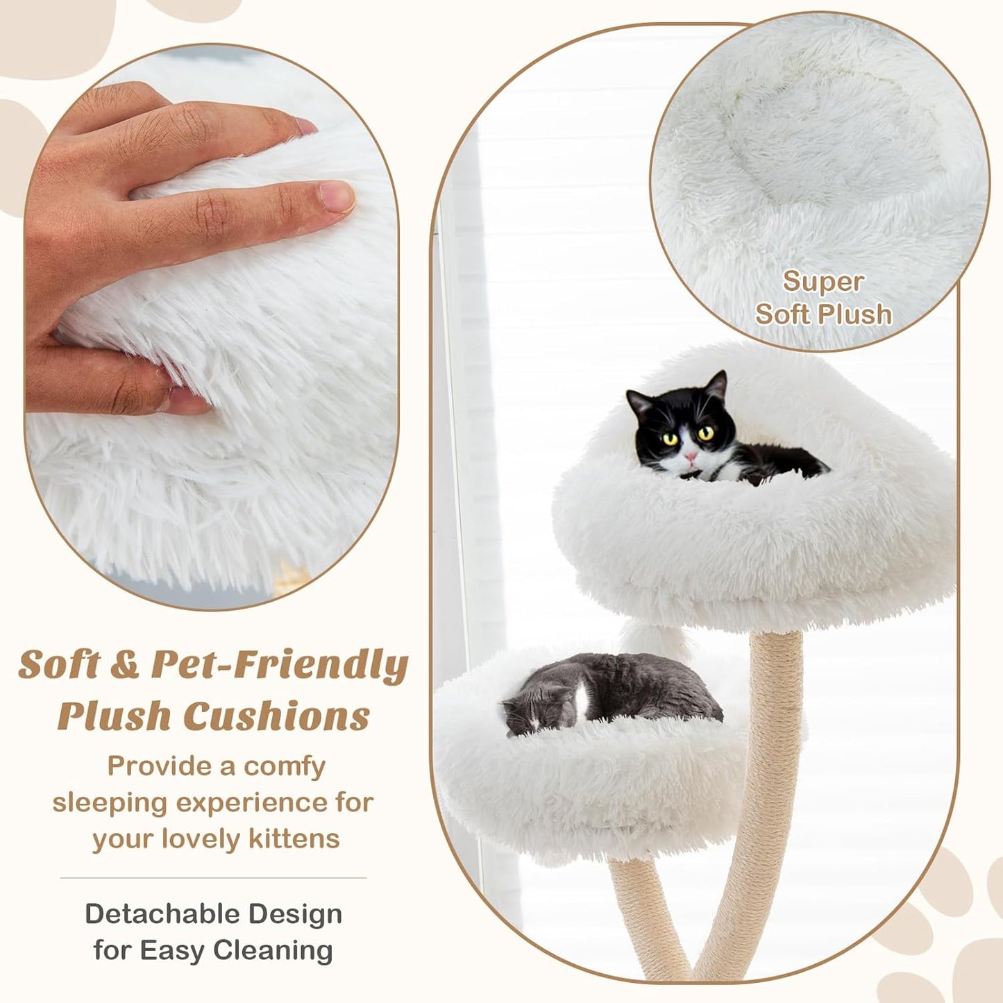 PETSITE 70" Tall Cat Tree, Cat Tower with Scratching Posts and Board, Multi-Level Cat Tower for Large Cats 20 lbs+ with 3 Cozy Perches and Dangling Balls, Modern Cat Tree for Indoor Cats Large Adult