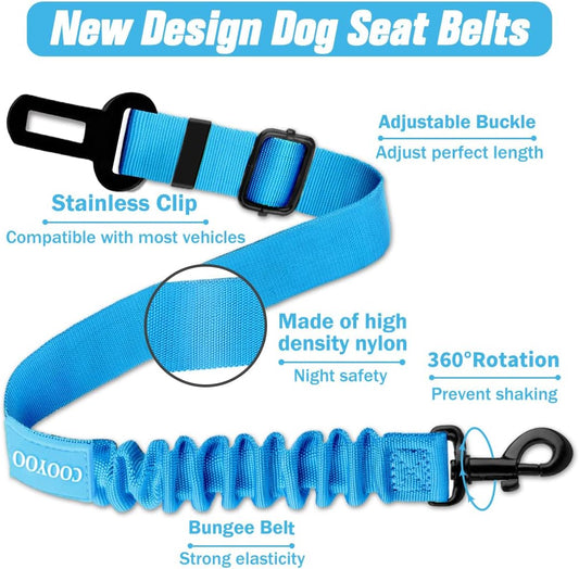 COOYOO Dog Seat Belt, Durability Retractable Dog Car Harness Adjustable Dog Seat Belt for Vehicle Nylon Pet Safety Seat Belts Heavy Duty & Elastic