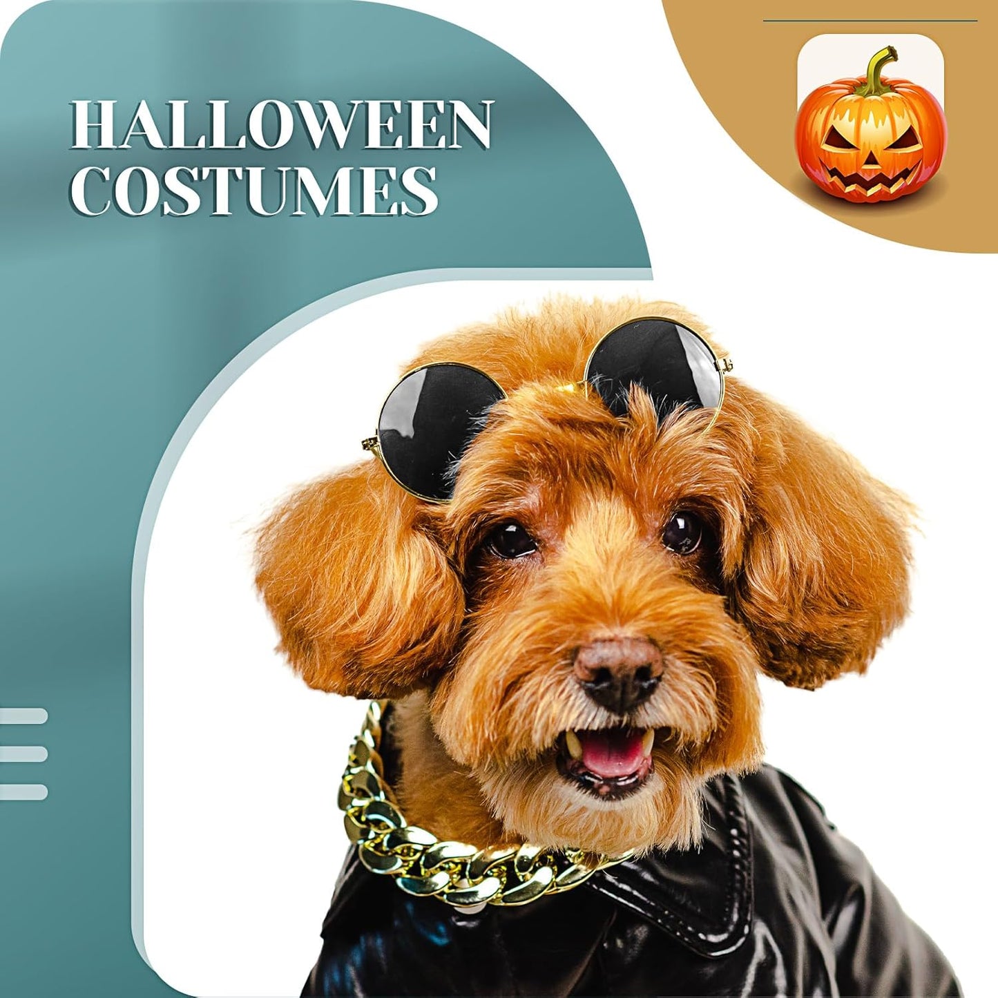 Dog Sunglasses Retro Pet Glasses Doll Glasses Classic Round Dog Glasses Metal Cat Puppy Eye Wear Hippie Costumes for Cats and Dogs, Photos Props Cosplay Party Costume (Gold, Black,Modern Style)