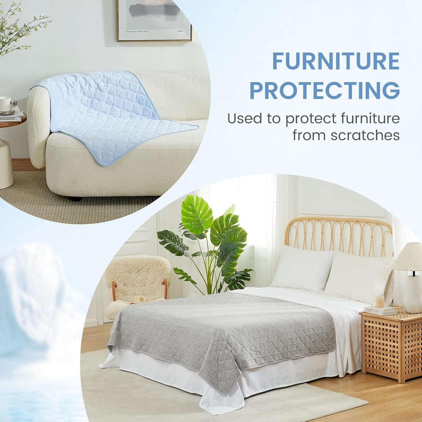 Cozy Bliss Leakproof Cooling Blanket for Large Dogs – Q-Max>0.4, Durable & Washable Dog Cooling Mat for Hot Weather, Soft Pet Throw & Couch Protector for Dogs & Cats, 40x60 Inch, Heather Cool Blue