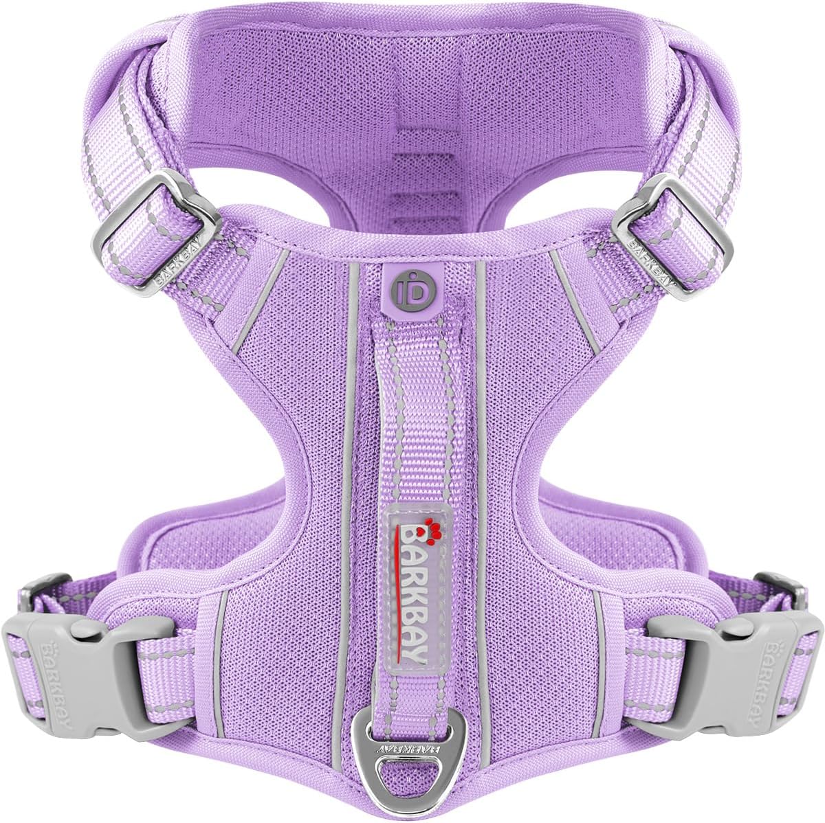 BARKBAY Dog Harness No Pull with ID Tag Pocket - Heavy Duty, Reflective, Easy Control for Large Dogs(Violet Purple,L)