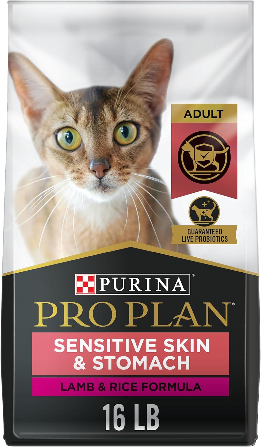 Purina Pro Plan Sensitive Skin and Stomach Cat Food, Lamb and Rice Formula - 16 lb. Bag