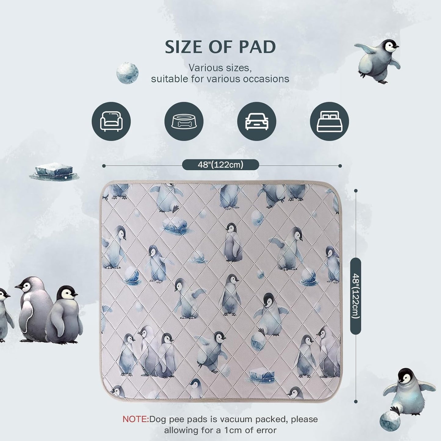 IEUUMLER Washable Pee Pads for Dogs, 1 Pack Reusable Waterproof Puppy Pads, Non-Slip Super Absorbent Dog Training Pad for Playpen Crate Bed EU012